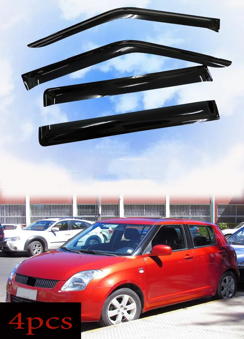 For Suzuki Swift 2004-2010 High quality Acrylic black Window Visor Vent Sun Shade Rain Guard Door Visor 4pcs