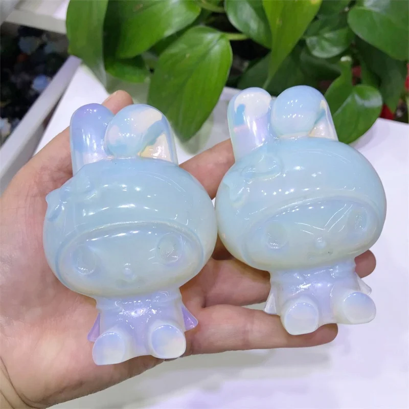 Free Shipping! Natural Opalite Cartoon Carvings Healing Crystal Hand Carving Nice Design Wholesale Price For Gifts And Decor