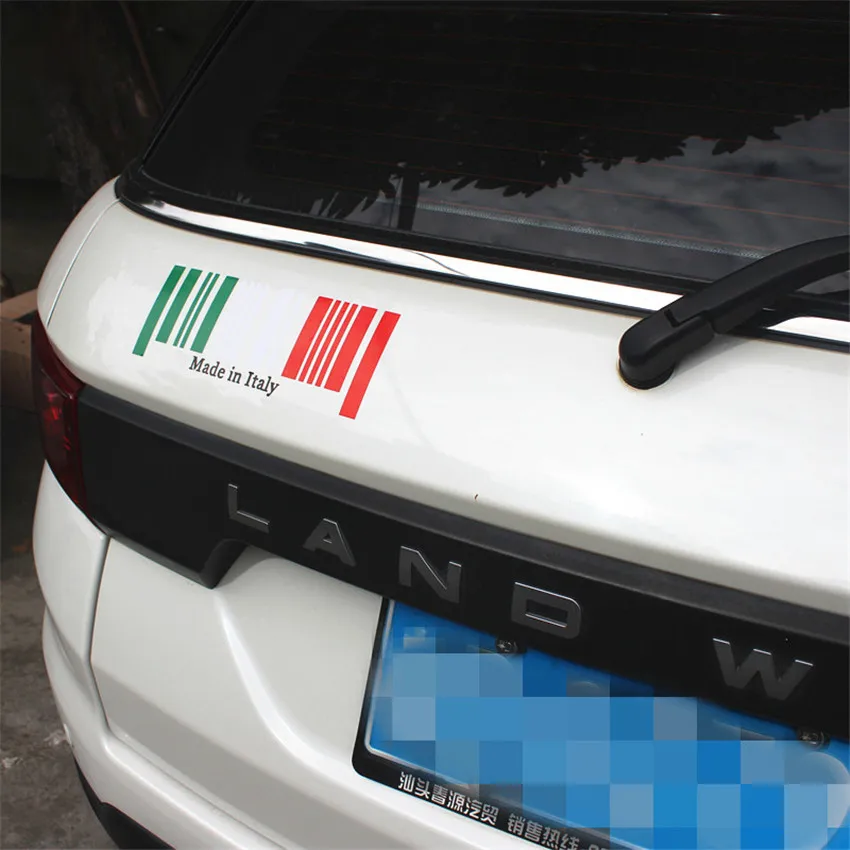 9x25cm Made in Italy Flag Bar Code Car funny Sticker PVC Decal Styling For Ferrari Abarth Lamborghini Maserati Alfa Romeo Pagani