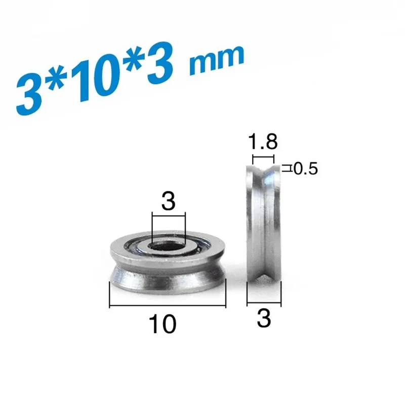 V623 offene V-Nut-Kugellager 3x10x3 mm, Riemenscheiben-Rollenlager 3*10*3mm, Führungswalzenlager – Detail 1
