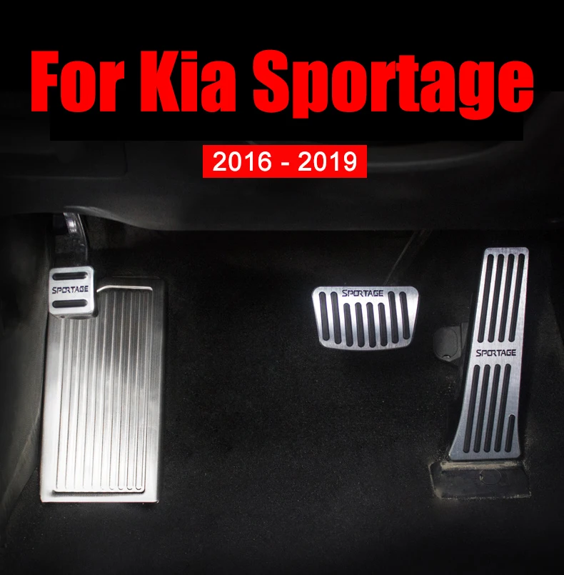 Aluminium Car Brake Accelerator Pedal Covers Non Slip Pad AT For Kia Sportage 4 2016 2017 2018 2019 Accessorie Stickers