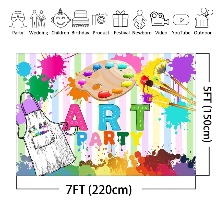 Toile de fond de peinture aquarelle, éclaboussures d'art, fond de photographie de fête, accessoires de décoration de fête d'anniversaire