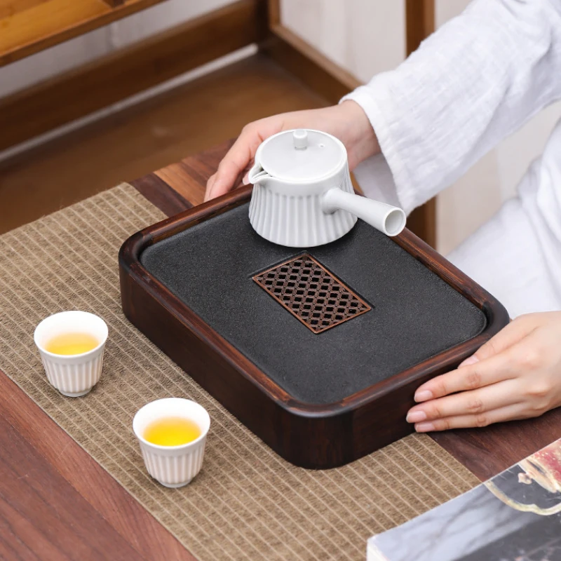 Household Draining Round Tray Simple Water Storage Type Small Tea Table Kung Fu Tea Set Tea Sea Dry Soaking Tray Wood Trays