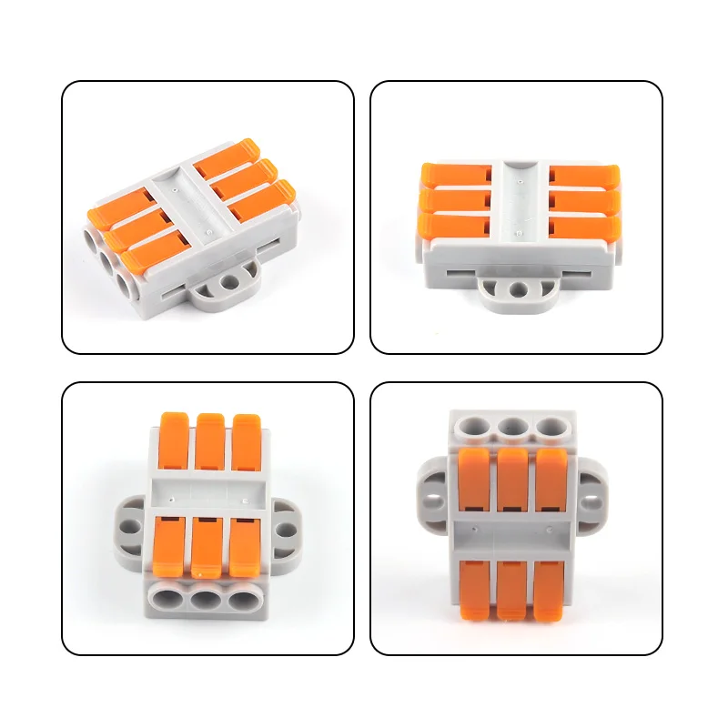 5Pcs 222 Quick Butt Fixable Wire Connectors Push-In Conductor Terminal Block 6mm2 Cable Electircal Wiring Connectors 2-12Pin