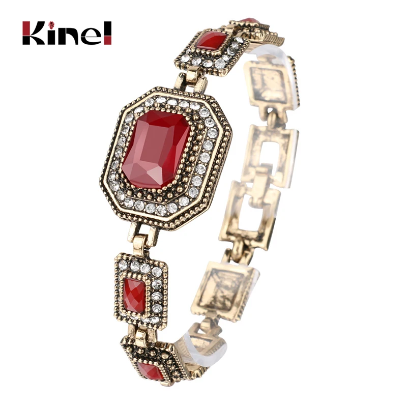 Luxury Red Crystal Bracelet Fashion Gold Color Austrian Crystal Bracelet For Women Vintage Jewelry 2017 New