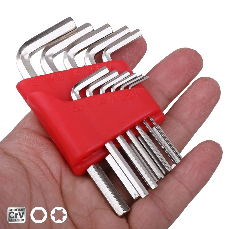 5/8/11 In 1 Metric Imperial Allen Key CR-V Wrench Set Universal Double-End L Wrench Size Easy To Carry In The Pocket Tool Kit