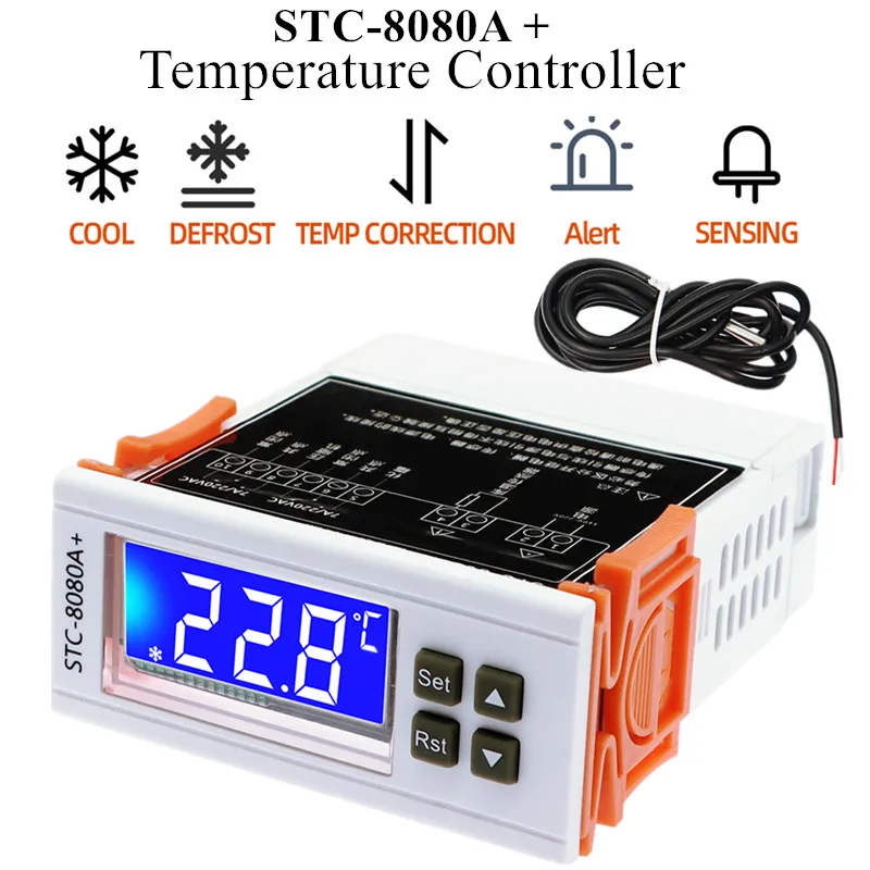 STC 8080A Temperaturregler – Kühlung & Abtauung, –50 Bis +99 °C, 220 V, Mit Alarmfunktion