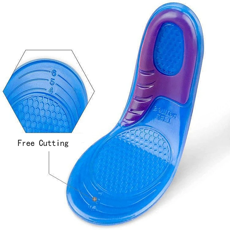 1Pair Orthopedic Insoles for Shoes Arch Support Silicone Gel Insole Non Slip Shoe Pads Plantar Fasciitis Inserts Size EU33-50