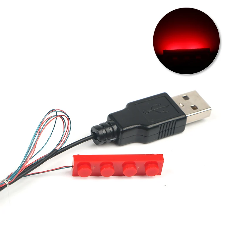 1pc Led Licht Set Rot Grün Gebäude Block Stadt Straße Blau Dekoration USB Fit Orange Ziegel Haus DIY Spielzeug