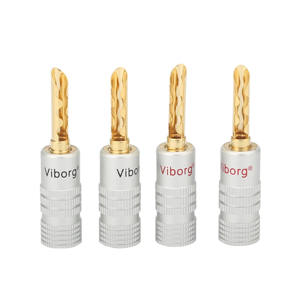 Viborg-Conectores de enchufe Banana para altavoz, adaptador con Termocontraíble, 4mm, 8 unidades