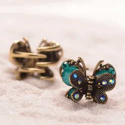 Retro Butterfly Hair Clip Small Rhinestone Hair Claw Crab Antique Metal Hair Pin For Women Hair Accessories