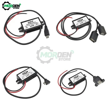 DC-DC 12V Ke 5V Konverter Daya Mobil 3A 15W Micro Mini USB Adaptor Output Catu Daya Tegangan Step Down Panas Rendah Perlindungan Otomatis