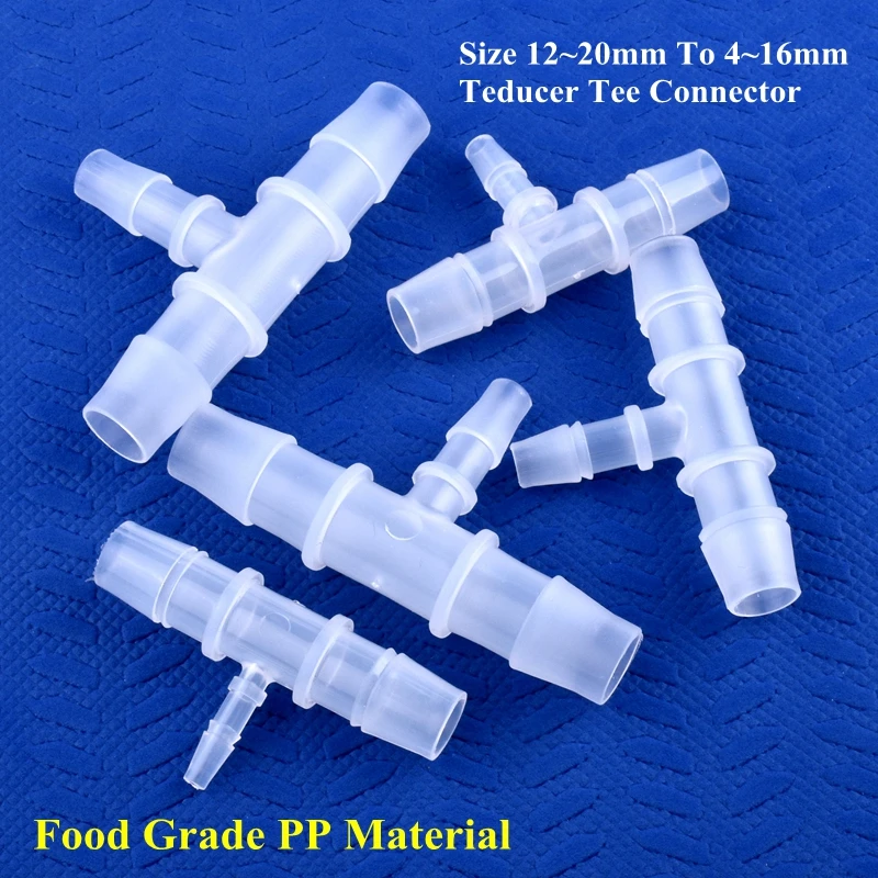 

5~200pcs 12~20 To 4~16mm Food Grade Plastic Reducing Tee Connector Garden Irrigation Reducer Tee Aquarium Tank Pagoda Hose Joint