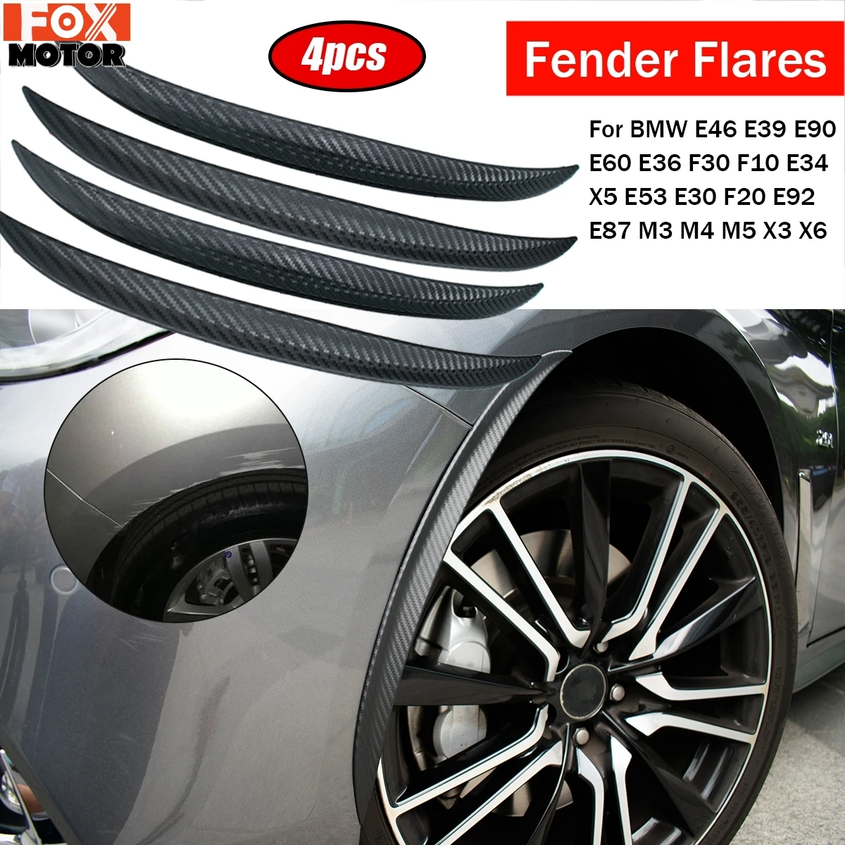 Arch Wheel Eyebrow Strip Fender Flares Protector Strip for BMW 3 4 5 6 7 Series X1 E84 F25 G01 X5 E70 F15 G05 M-Sport i3 Z4 Z3