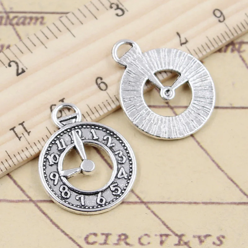 10pcs Charms Alarm Clock Pocket Watch 26x21mm Tibetan Silver Color Pendants Antique Jewelry Making DIY Handmade Craft