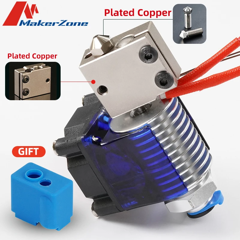 Highall-metal V6 Volcano Hotend Heater Block Kit 12/24v Printer J-head PT1000 Hotend With Cooling Fan For Wade Extruder 0.4mm No