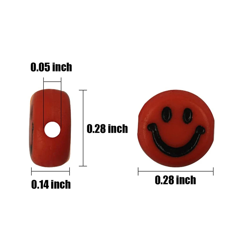 DIY Smile Face Beads Flat Round Acrylic Happy Face Disk Beads 4 x 7 mm Colorful Happy Face Charm Spacer Beads for DIY Crafts