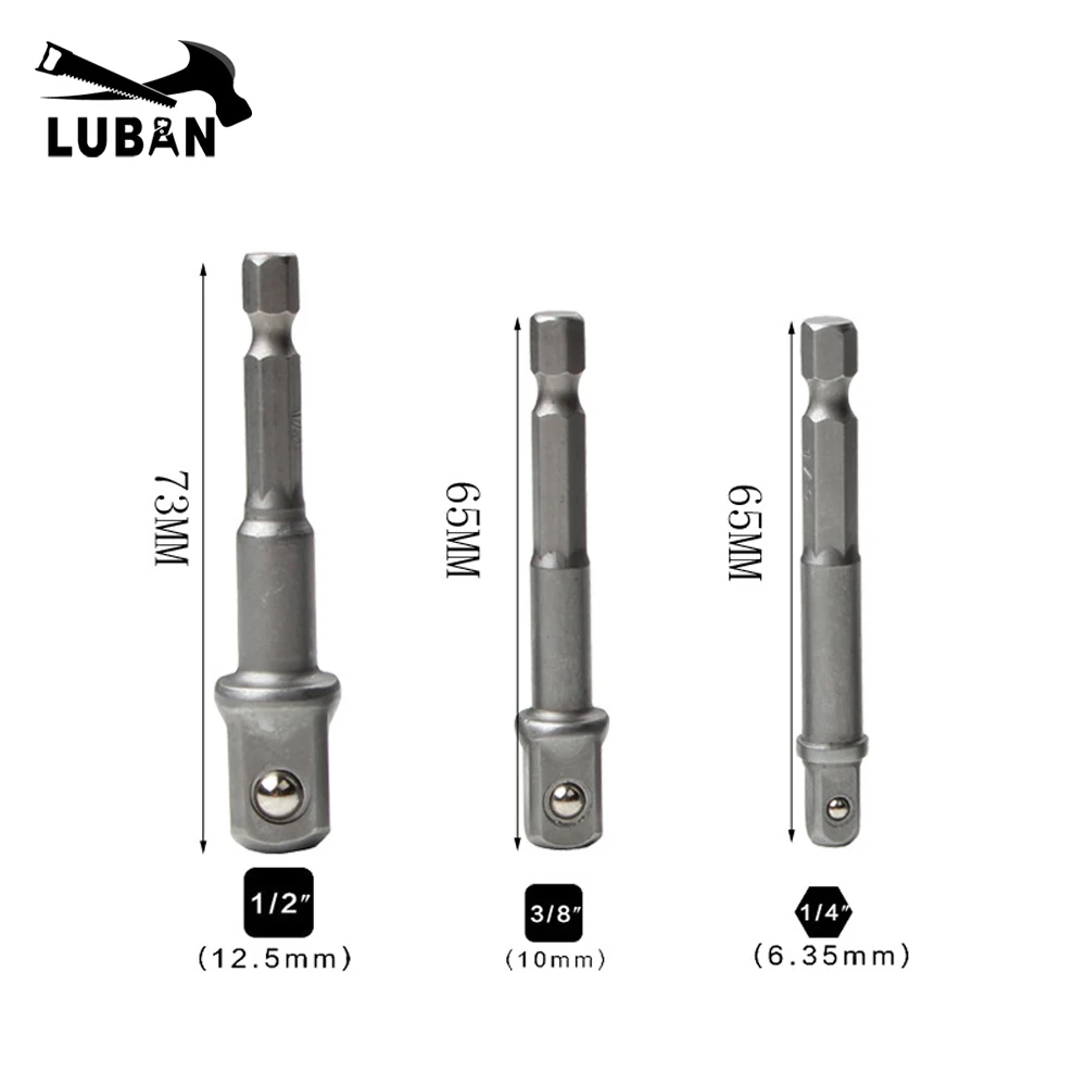 1ชุดซ็อกเก็ตอะแดปเตอร์ผลกระทบ/ชุดขยาย1/4 "3/8" 1/2 "" Hex Shank Drill Bits ชุด Power Drill Adapter Set