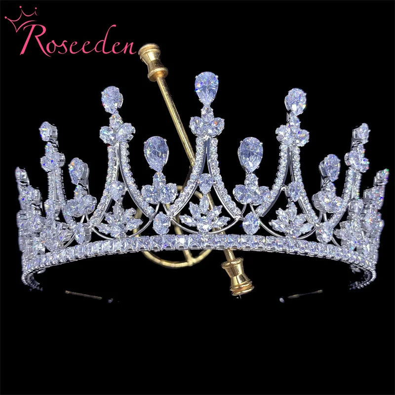 

European Princess Crown 3A CZ Bridal Tiaras Jewelry Wedding Hair Accessories RE4194