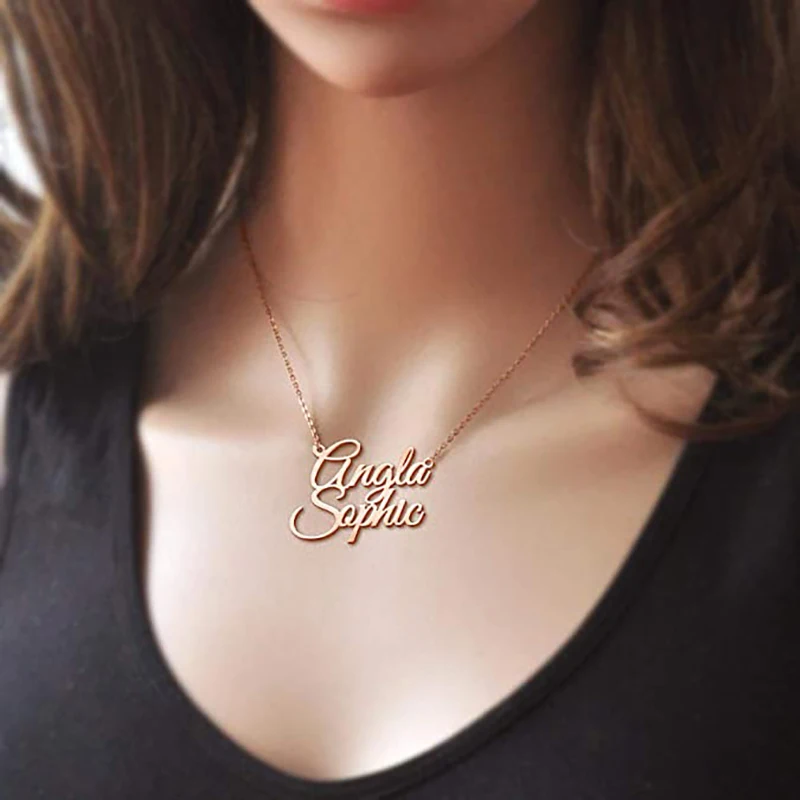 Nextvance Stainless Steel Customized Gold Color Necklace Personalized Creative Name Pendant Letter Women Men Necklaces jewelry