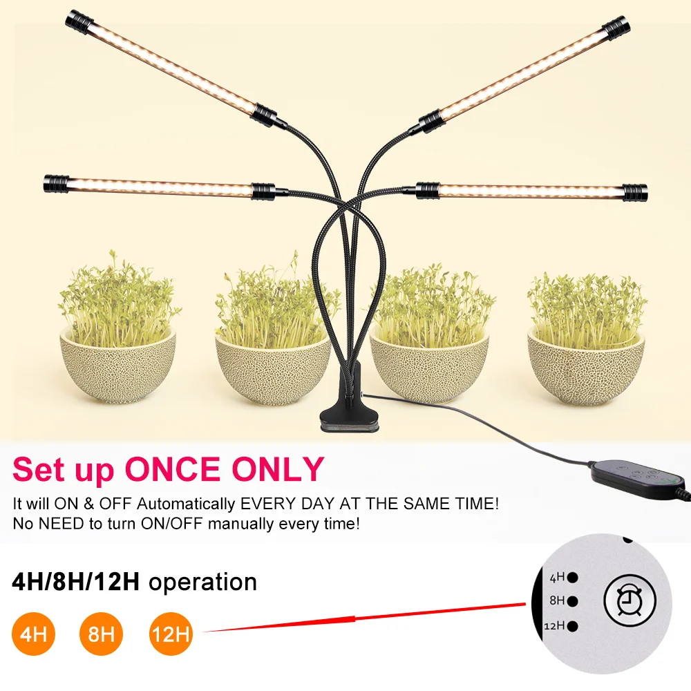 식물용 LED 성장 조명, USB 전체 스펙트럼 제어 식물 모종 꽃, 실내 성장 텐트 박스 램프, 온실, 5V