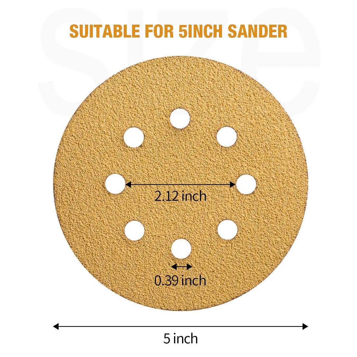 25PCS dischi abrasivi in oro da 5 pollici gancio e anello 8 fori 40 grana levigatrice carta vetrata
