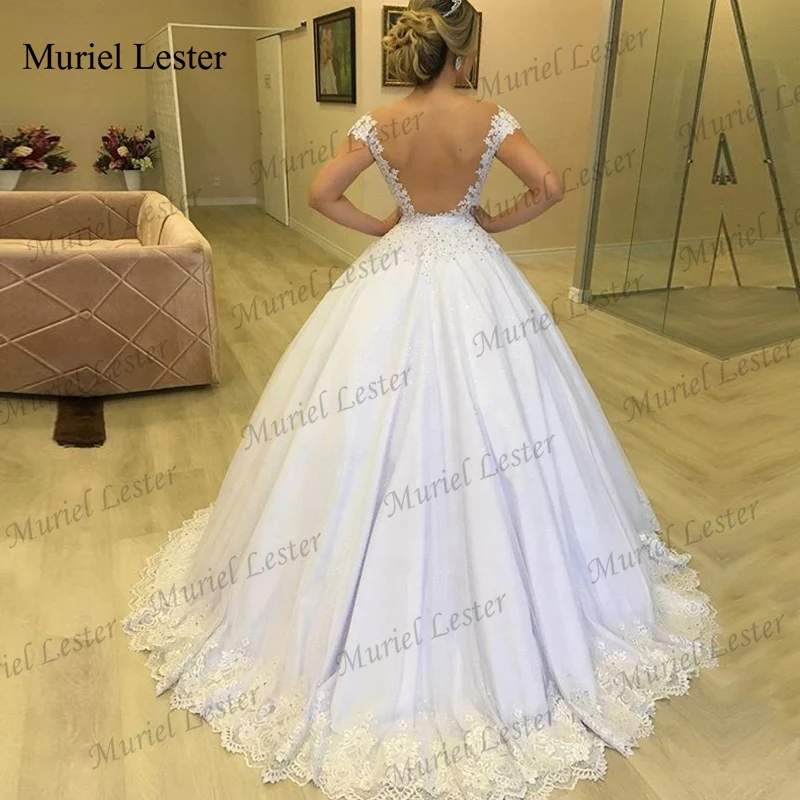 Robes de mariée à manches courtes A-ligne pour femmes, appliques de perles CitroBeads, vêtements de mariage en tulle, tout ce qui est sur mesure, patients