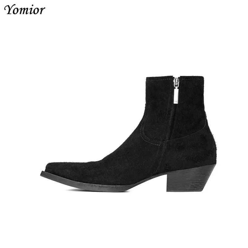 Cổ Điển Nhà Thiết Kế Thương Hiệu Da Bò Nam Mắt Cá Chân Giày Thời Trang Thu Đông Cao Cấp Giày Chelsea Boot Đầm Nền Tảng Giày