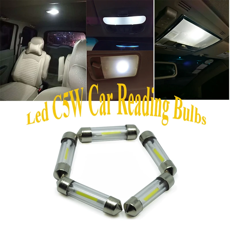 Festoon Led C5W 31mm 36mm 39mm 41mm Cob Glass Car Interior Light Auto Lamp Vehicle Dome Reading Door Bulb 12V DC White