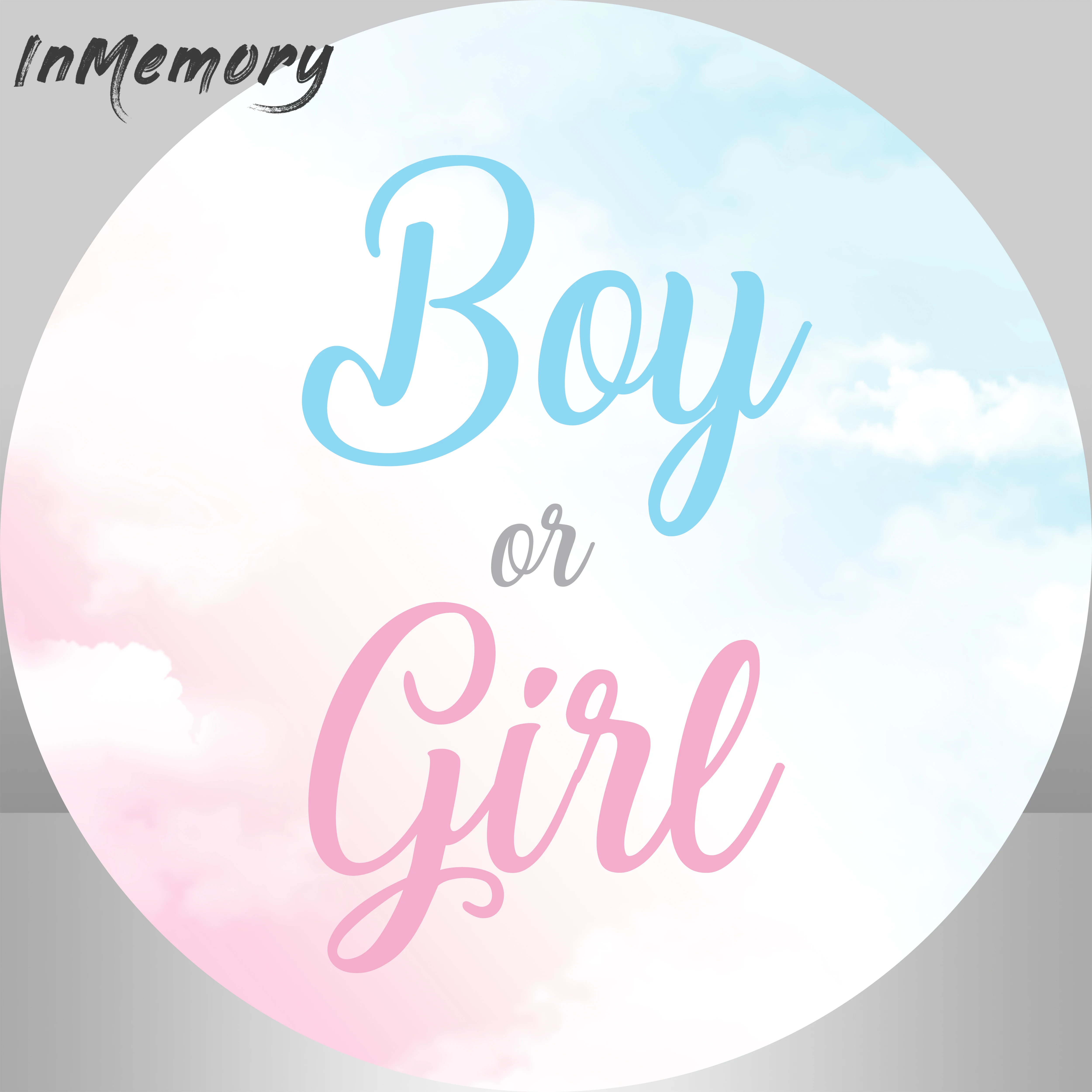 Fondo redondo para fiesta de nacimiento de niño o niña, cubierta de nubes, revelación de género, cartel de Decoración de cumpleaños