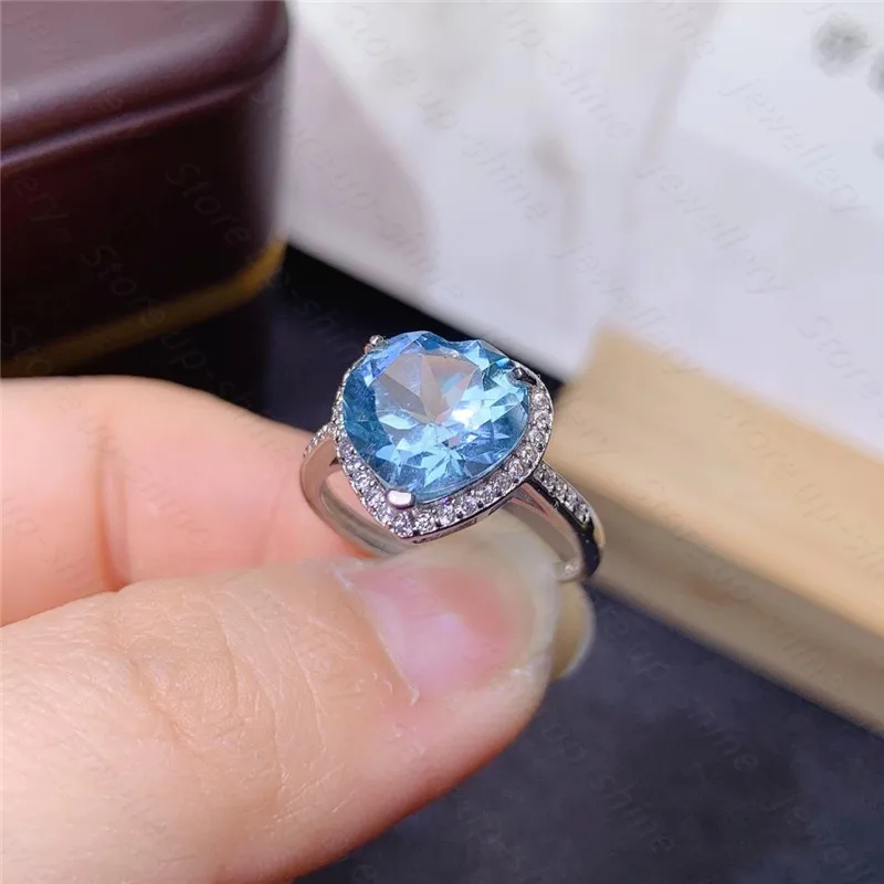 

Natural topaz ring 925 silver women's ring super shiny luxury atmosphere banquet must bring jewelry