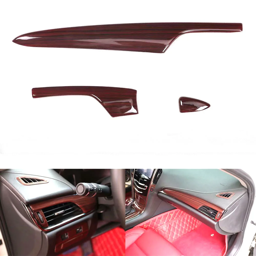 3Pcs/set Car Front Dashboard Decoration Strips Stickers For Cadillac ATSL 2014 2015 2016 2017 LHD Car Styling Molding