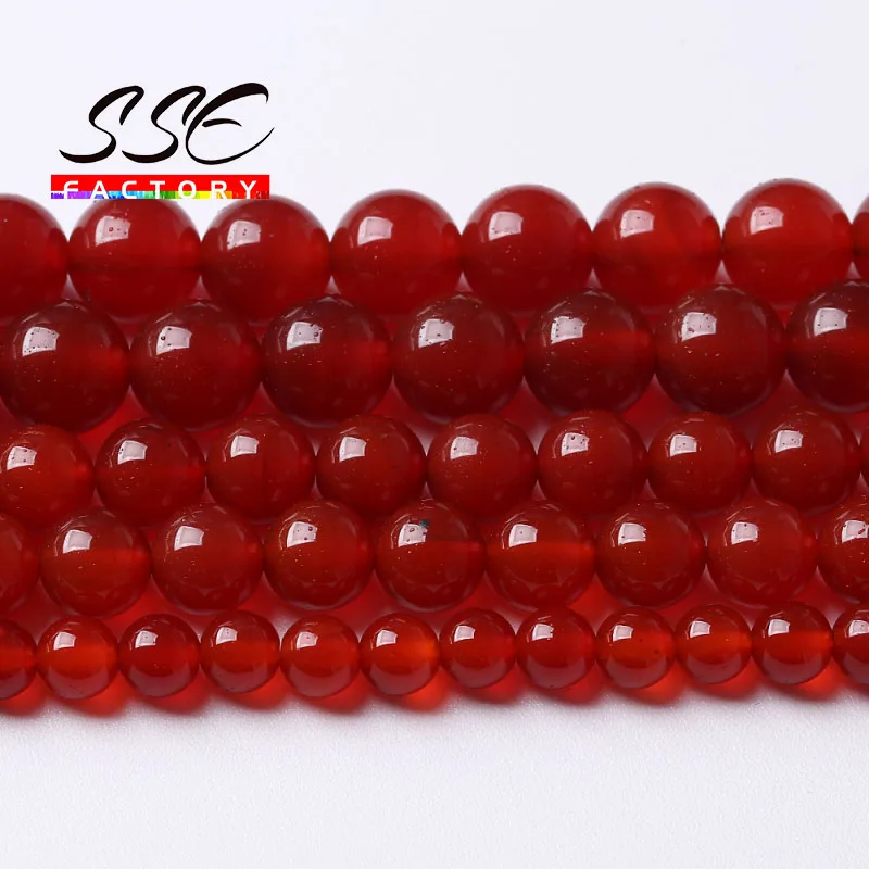 A+ Natural Red carnelian Agates Stone Beads For Jewelry Making Round Loose Onyx Beads DIY Bracelet Accessories 4 6 8 10 12mm 15\