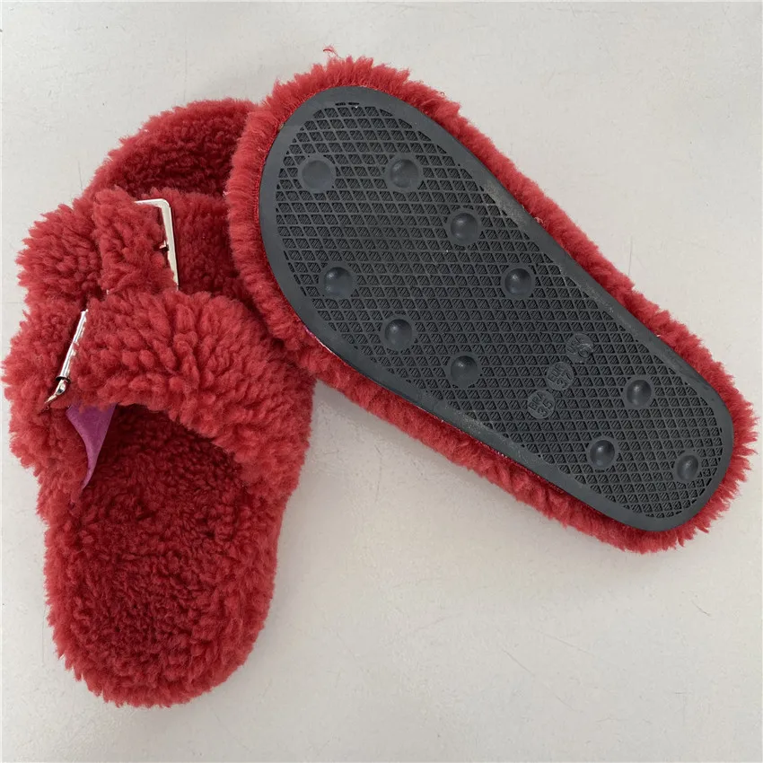 2023 New Women\'s Slippers  Fashion Fur Slippers High Quality Household Plush Slides Fluffy Warm Open-tode Women Shoes