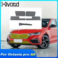 Car Front Grille Net Insect Screening Mesh Cover Protection Stainless Steel Frame Styling For Skoda Octavia Pro A8 2021 2022