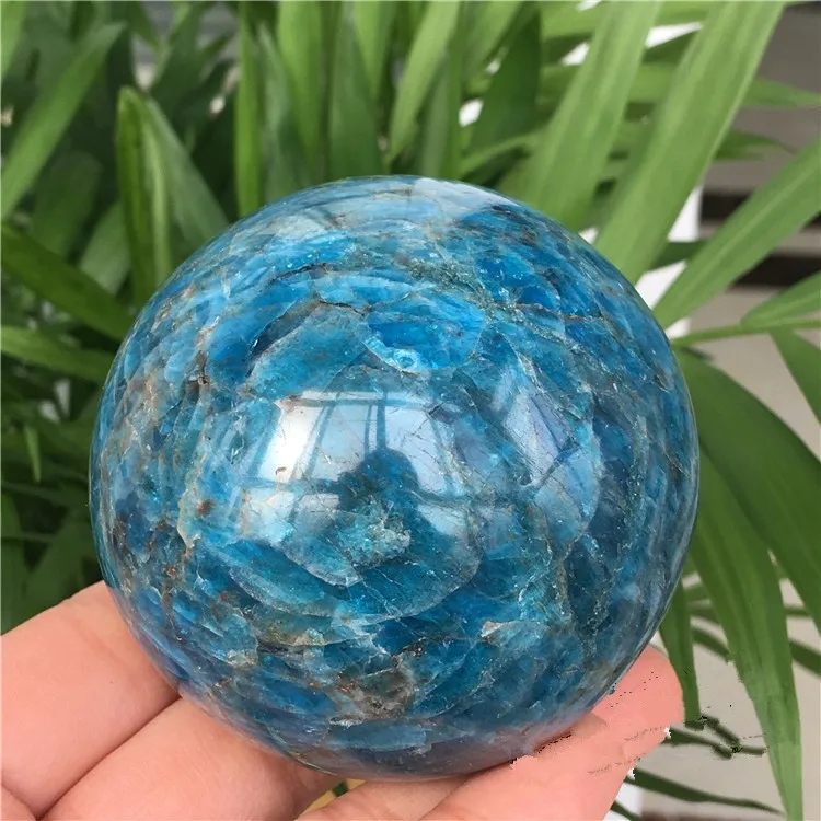 about 10 cm large natural blue apatite sphere polish orb ball stone tarot card reading meditation healing crystal stone