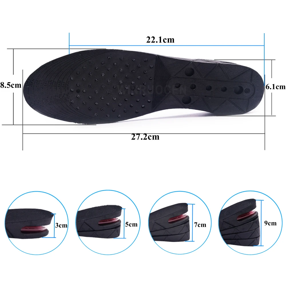 

3-9cm Height Increase Insole Cushion Height Lift Adjustable Cut Shoe Heel Insert Taller Women Men Unisex Quality Foot Pads