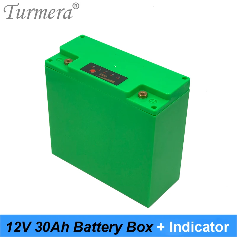 Turmera-caja de almacenamiento de batería con indicador de capacidad, 12V, 30Ah, 48 piezas, batería 18650 para fuente de alimentación incontinua de 12V