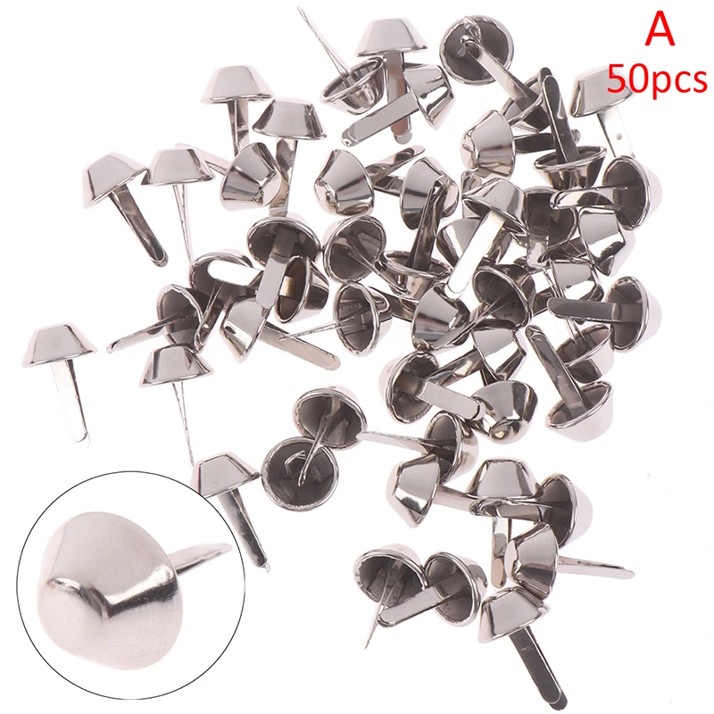 50pcs/lot 12mm Metal Crafts Purse Feet Rivets Studs Pierced For Purse Handbag Punk Rock Rivets Bag Leather DIY Accessories