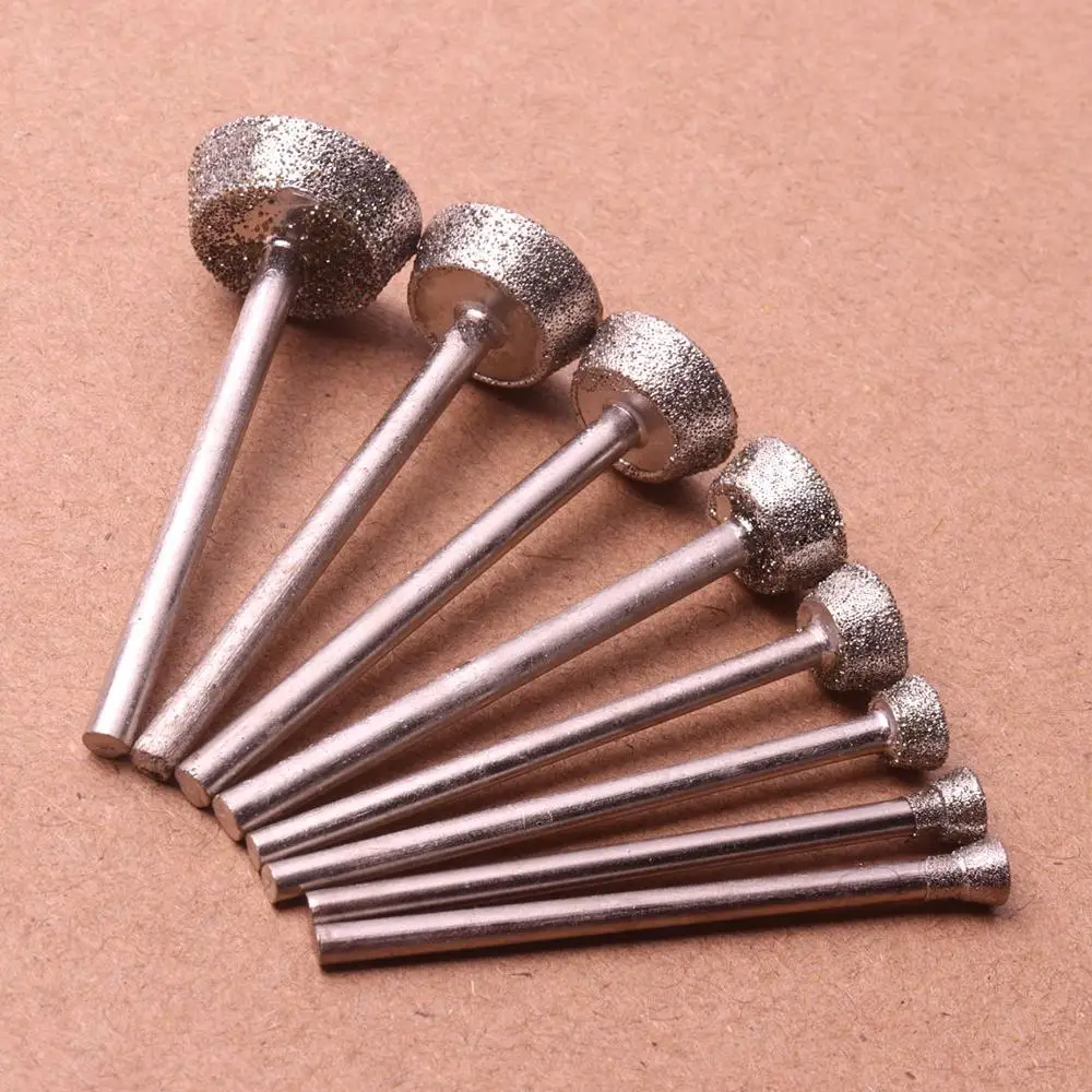 10 PCS Diamond Grinding Head Burrs Bits 2mm to 16mm Dremel Rotary Tools  Jade Stone Carving Polishing Engraving Tool