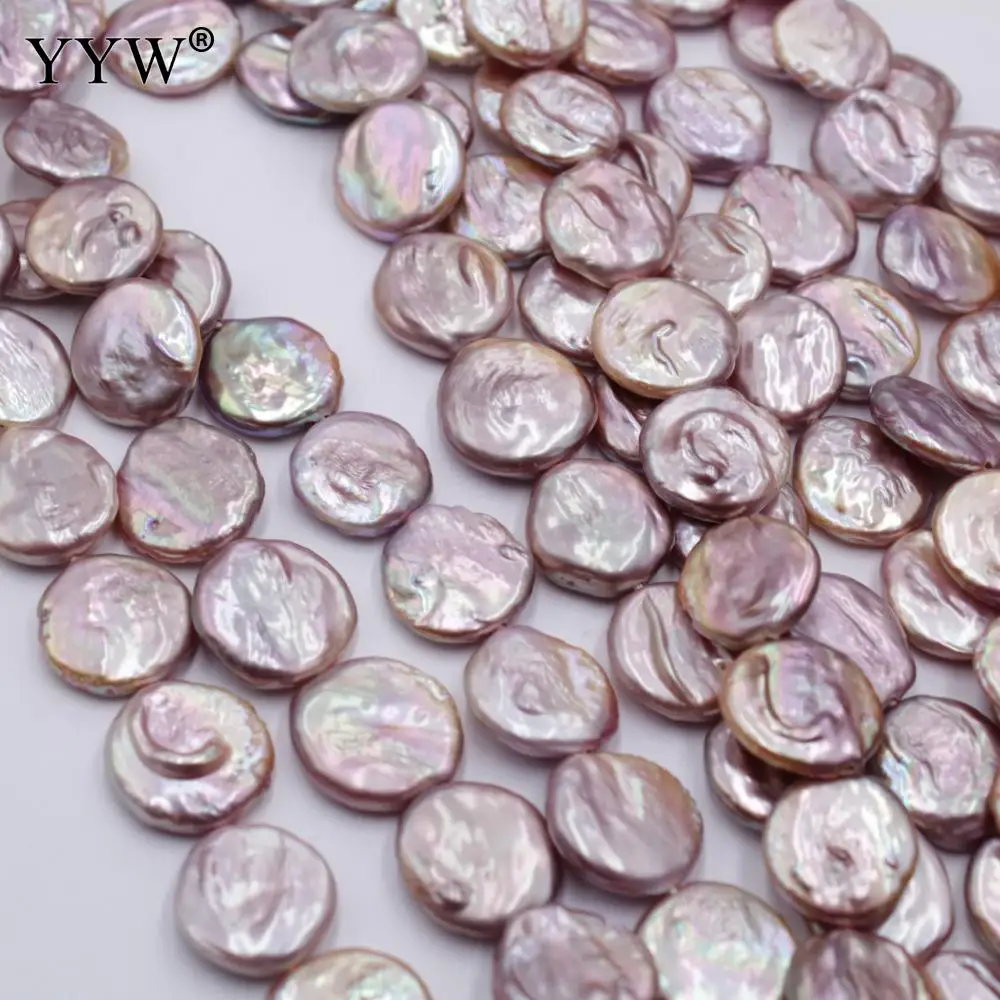 Imagem -04 - Contas de Pérola de Moeda Cultivada em Água Doce 1718 mm Rosa Roxo Branco Plano Contas Naturais para Faça Você Mesmo Colar Pulseira Fabricação de Joias