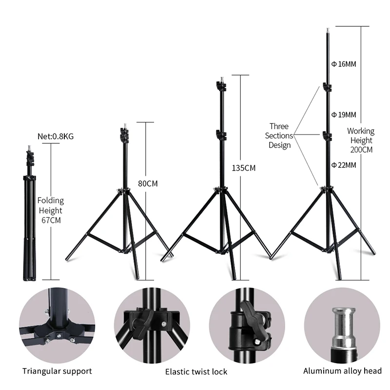 15W LED Continuous Lighting Studio Kit Boom Arm 50x70CM Softbox for Photography Lighting and Photo Vedio Shooting Equipment