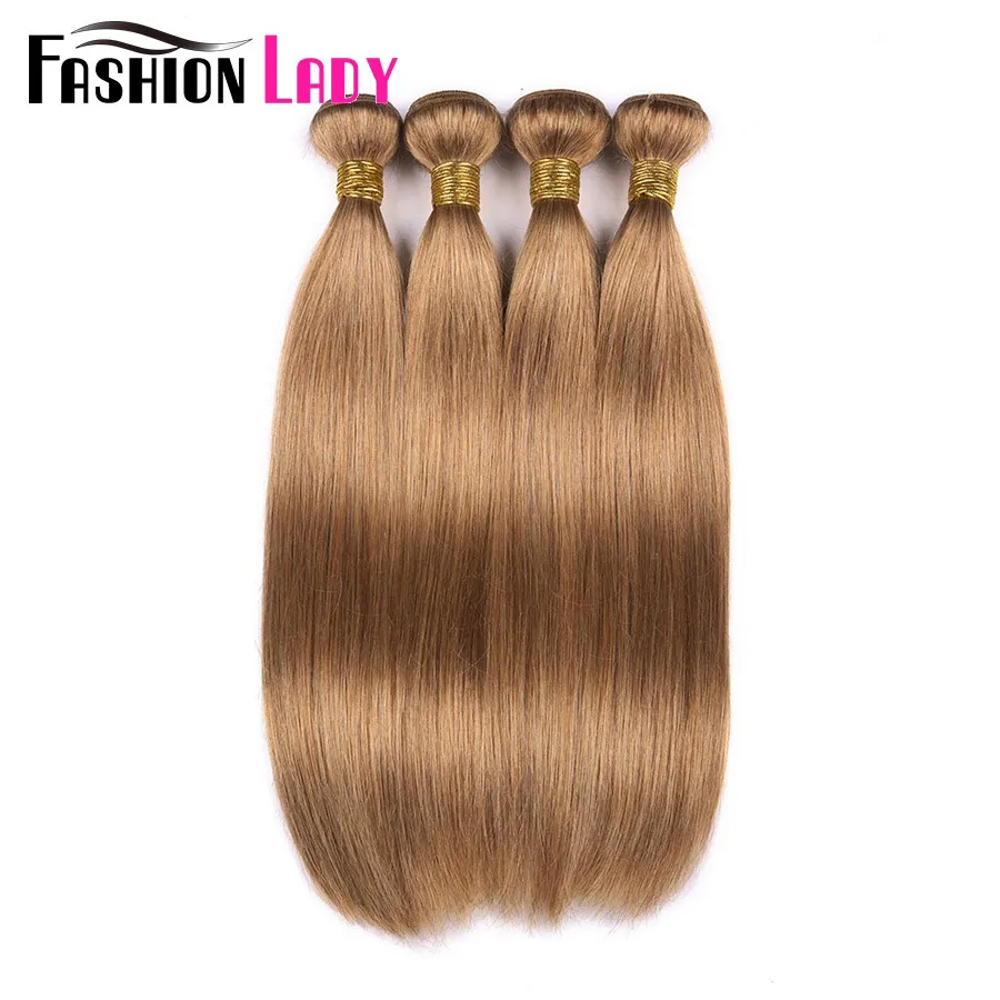 Fashion Lady – mèches brésiliennes Non Remy lisses, cheveux naturels, blond #27, pré-colorés, offres de lots de 3/4 par paquet