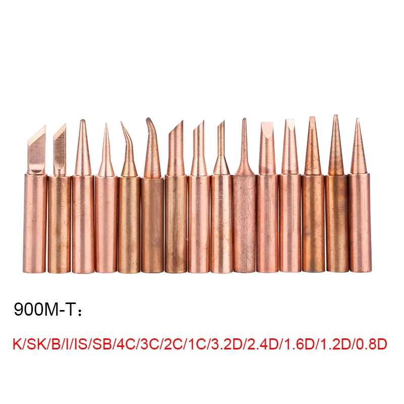 

15PCS/Lot Pure Copper Solder Iron Tip Lead-free 900M-T Series Welding Head For Hakko 936 937 Soldering BGA Rework Tools