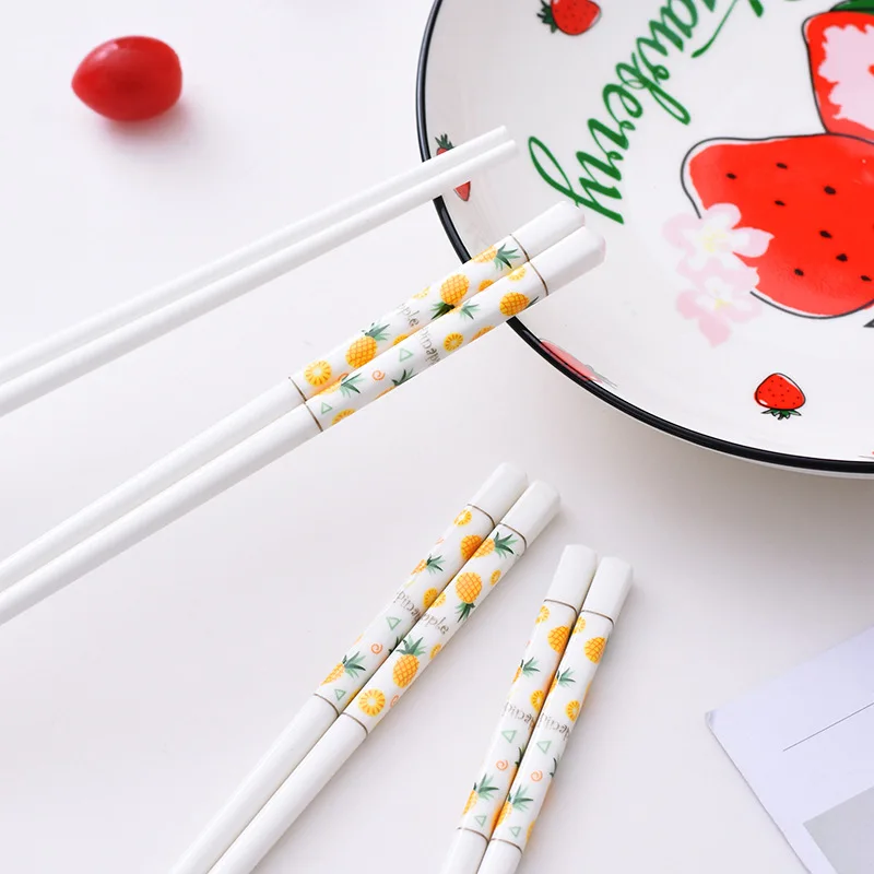 5Pairs/Set Fruit Ceramics Chopsticks Eco-friendly Kitchen Tool China Chopsticks Anti-Slip Ceramic Tableware