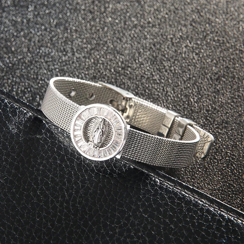 2020 New Virgin Mary Stainless Steel Mesh Watch Belt Bracelet For Women Religious Women Belief Bracelet Gift