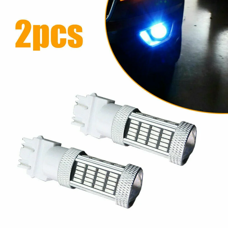2Pcs/Set Ultra Blue 3157 3457 4157 Car Truck DRL Daytime Running Lights 92-SMD LED Bulbs Car Auto Universal Accessories