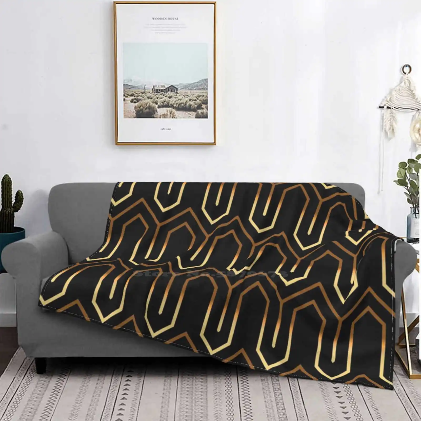 

Luxury Gold And Black Design New Selling Custom Print Flannel Soft Blanket Background Decorative Ele Gold Luxury Modern