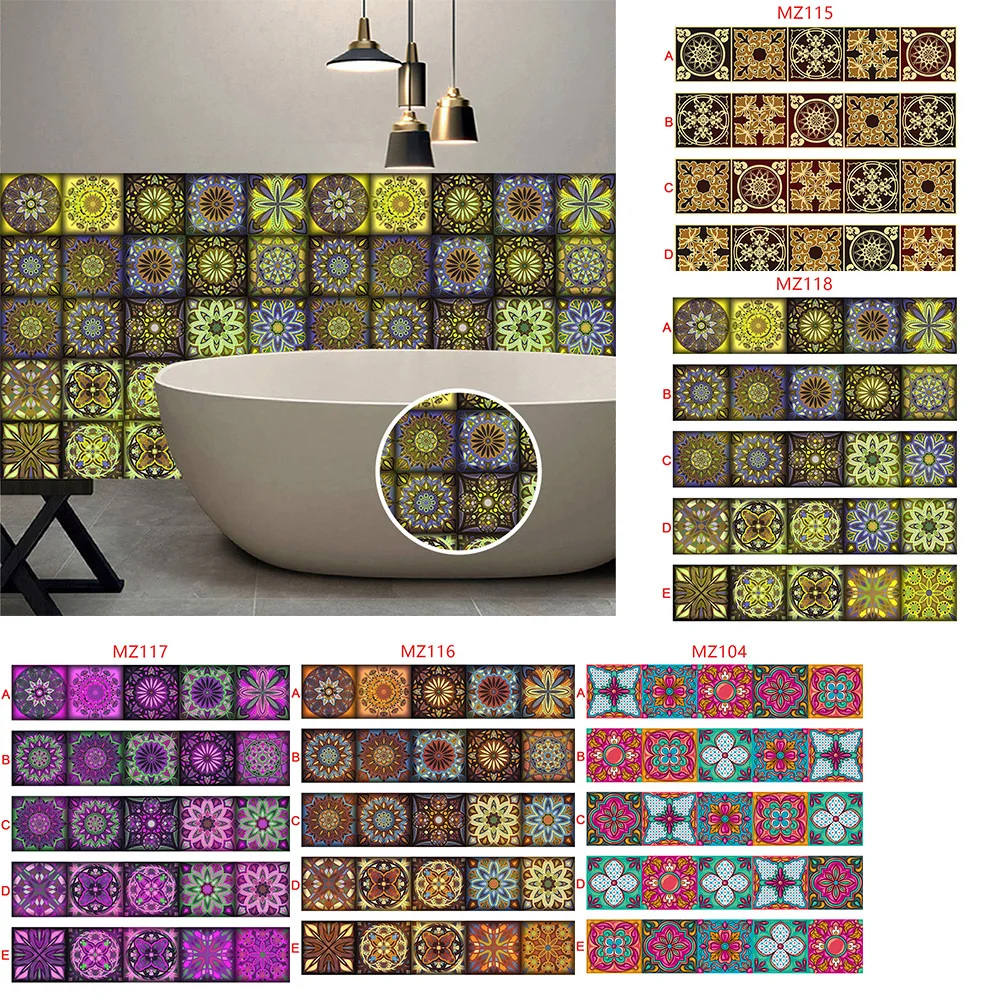 

Mandala Pattern One Piece Tile Wall Sticker Home Decor Removable Waterpoof Vinyl Mural Kitchen Cupboard Bathroom Stairs Poster