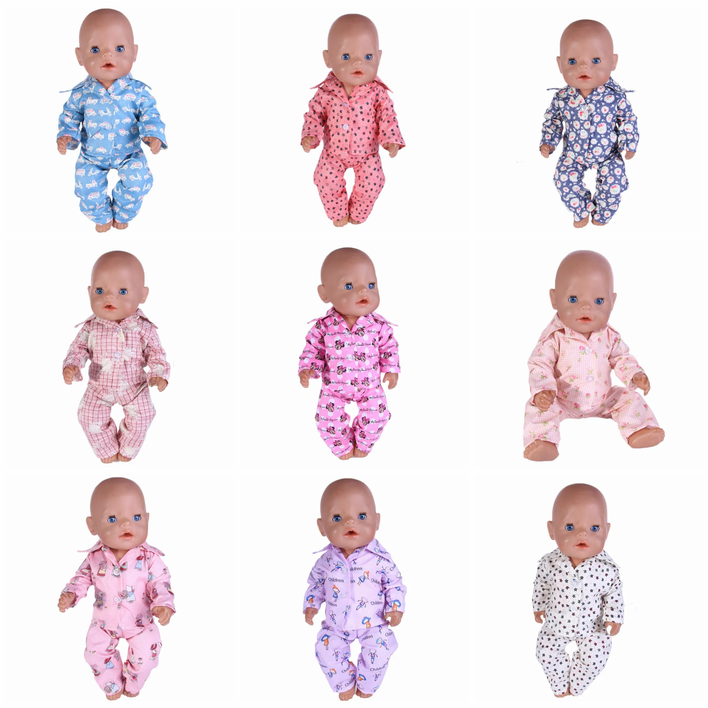 Doll Clothes, 13 Doll Cartoon Pajamas, Used For 18-inch American Dolls And 43 cm-born Dolls, The Best Gift For Girls